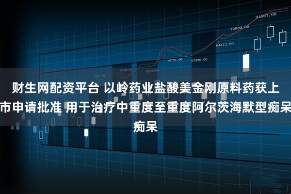 财生网配资平台 以岭药业盐酸美金刚原料药获上市申请批准 用于治疗中重度至重度阿尔茨海默型痴呆